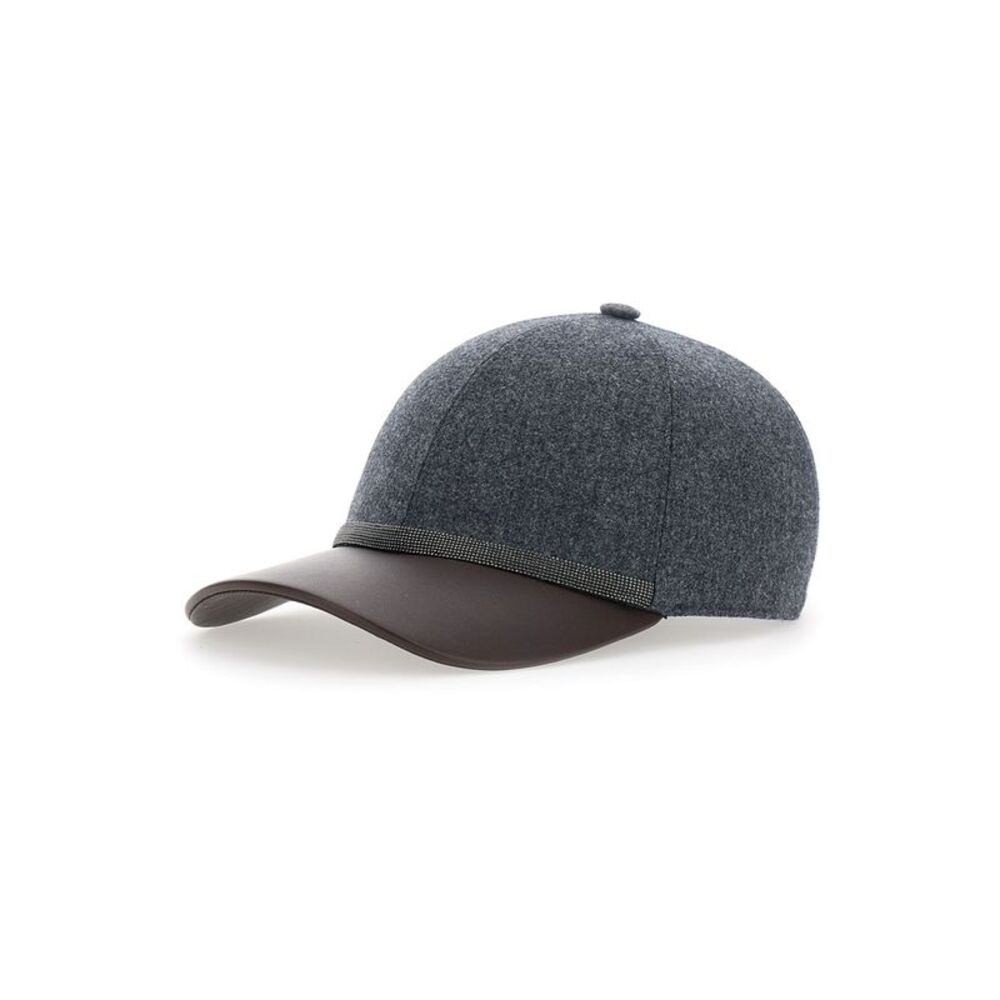 Brunello Cucinelli Women Grey Hat With Applied Monili Details In Wool Woman